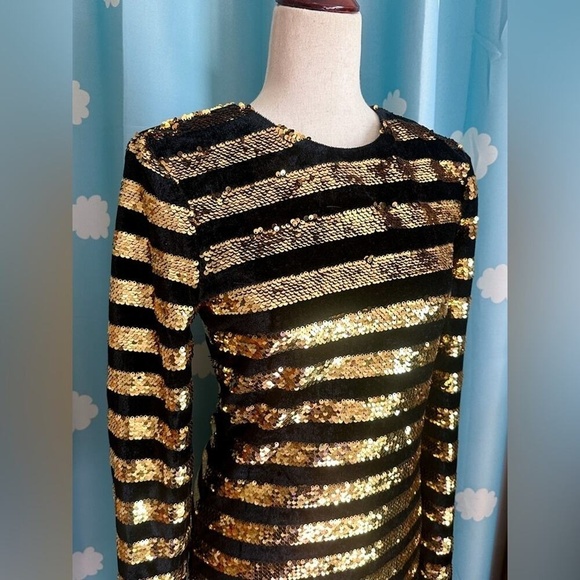 RtA Sequin and velvet long sleeve dress. - Picture 6 of 16